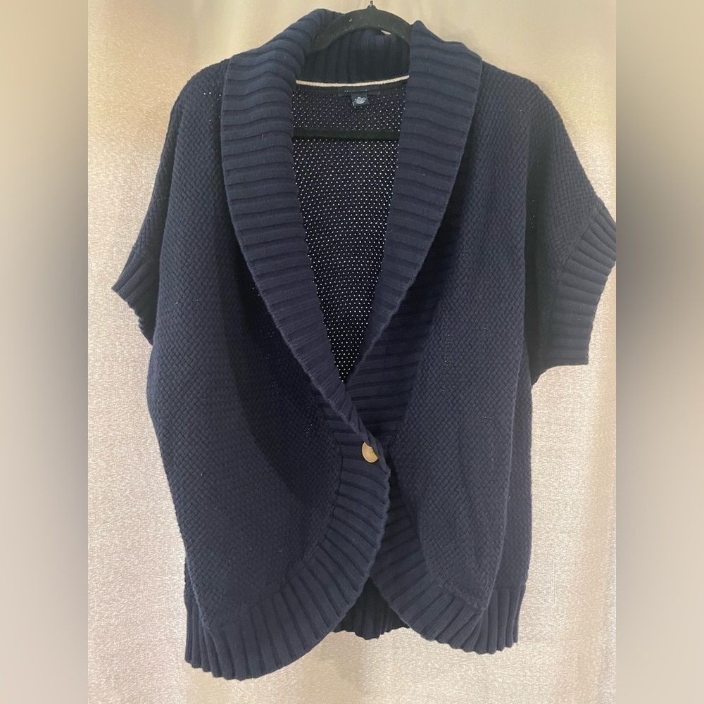 Tommy Hilfiger Navy Blue Short-Sleeve Knit Cardigan